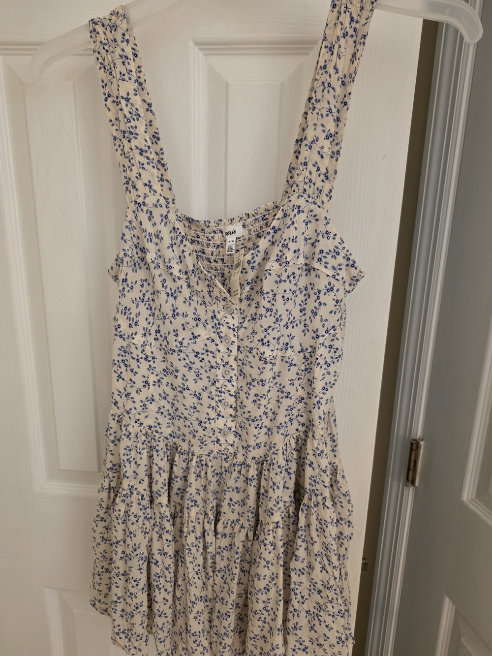 aerie Cream Romper with Blue Floral Print - Brand New